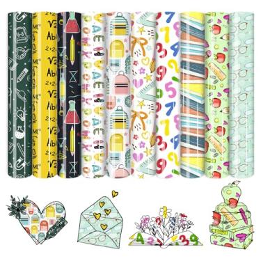 Imagem de HTVSTD Vinil de transferência de calor School Days - 10 folhas 30,5 x 25,4 cm Professor Graphics HTV livro, bolsa, alfabeto ferro em vinil para camisetas ferro em transferência