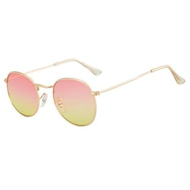 Imagem de HPIRME Óculos de sol vintage de metal, masculino, feminino, ao ar livre, gradiente, protetor solar, redondo, 18, tamanho único