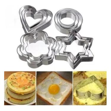 Imagem de 12 Forminhas Molde Massa Biscuit Biscoito Bolo Variados Inox - Livon