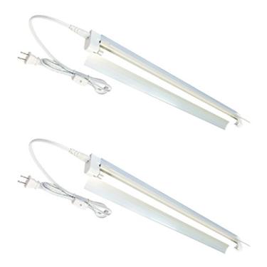 Imagem de Pacote com 2 lâmpadas T5 HO Grow Light - 1 Sistema de luz de bulbo - Fluorescente Hidropônico Luminária para ambientes internos com flores (2 pés e com refletor (DL8021R 2pack), branco frio | Vegetativo)