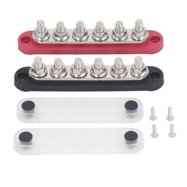 Imagem de Barra de barramento de grcfumo 2 pcs, barra de barramento duplo, terminal de distribuição de energia M8 Placa de cobre Terminais de aço inoxidável barra de barramento de bateria