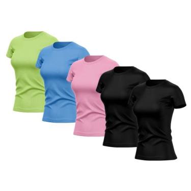 Imagem de Kit 5 Camisas Feminina Manga Curta Dry Fit Proteção Uv - Brás e Cia, P