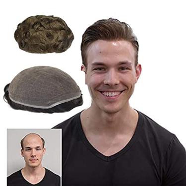 Imagem de LLWear Peruca Masculina 100% Cabelo Humano Legítimo, Peças Masculinas 8X10" Supermacias E Respiráveis, Sistema De Substituição Renda Francesa Completa, Nº 7 (Cor Loiro Claro)