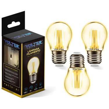 Imagem de Kit 3 Lâmpada Led Retro Bolinha G45 2w Filamento Volter Bivolt E27 2200k
