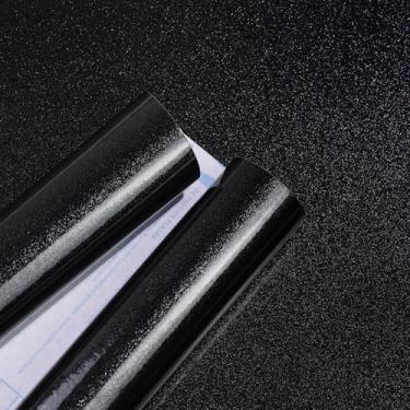 Imagem de Amiya Papel de parede preto brilhante para contato com papel de parede autoadesivo para bancadas, móveis, armários, impermeável, removível, fácil de aplicar, envoltório de vinil decorativo 15,7 x