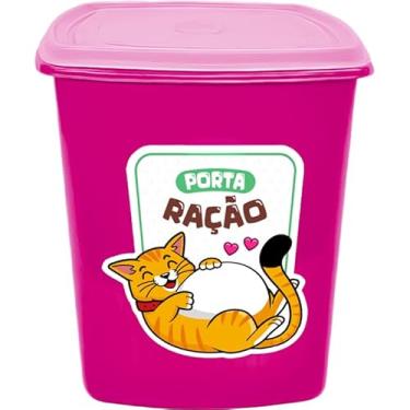 Imagem de Porta Ração 6 litros Pote para Ração de Cães e Gatos (Gato Rosa)