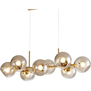 Imagem de Lustre Nórdico Pós-moderno, Lustre De Feijão Mágico De Vidro Sputnik, Abajur Edison Semi Flush Mount Estilo Industrial Sala De Estar Escada Lounge Bar Café Club-capa Dourada E Transparente