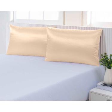 Imagem de Kit 02 Fronhas De Cetim Com Zíper Anti Frizz Macio 50cm x 70cm (01 Par