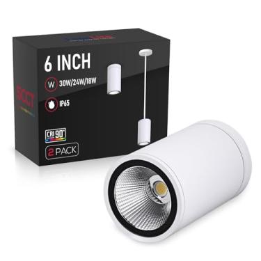 Imagem de LEONLITE Luminária Pendente Arquitetônica Tubular Led De 5 Polegadas E 6 Polegadas, Disponível Para Montagem Em Haste E Superfície, 120-277 V, Cri90, Regulável, Tipo Cilindro, 3 Watts Selecionáveis