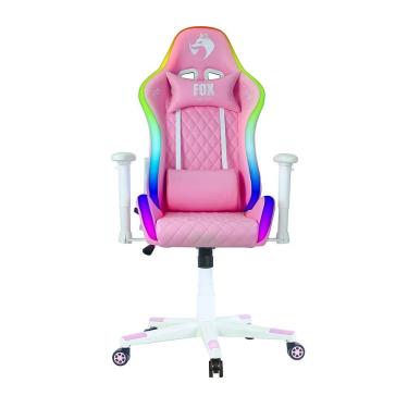 Imagem de Cadeira Gamer FOX Racer RGB com Iluminação Led Rosa Logo Branca - UT-C1583L