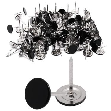 Imagem de SWZHAI 120 peças de tachas planas para polegar, 12/40.6 cm, alfinetes planos vintage pretos, tachas de móveis para estofamento de 11 mm x 17 mm, pregos decorativos para sofá de móveis