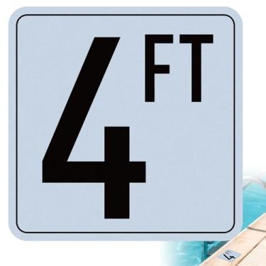 Imagem de OCQOTAT Marcadores de profundidade de piscina de 1,5 m, adesivos de vinil de 15 x 15 cm, sinalização número de piscina à prova d'água, decalques adesivos de segurança para decks de piscina (1 pacote)