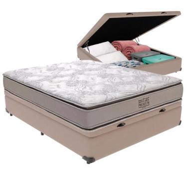 Imagem de Cama Box Baú Viúvo Bege e Colchão Four Season Molas V-Tech
