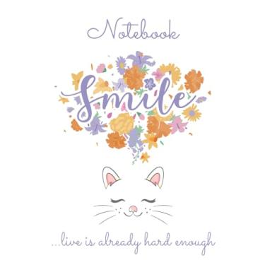 Imagem de Notebook Smile...live is already hard enough: Notizbuch, 120 Seiten, liniert, 6x9 Zoll, Softcover, Lächeln, Leben, Katze, cooler Spruch, Geschenk