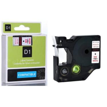 Imagem de Fita Compatível Dymo D1 40915 Branca Letra Vermelha 9mm - Genérica Dym