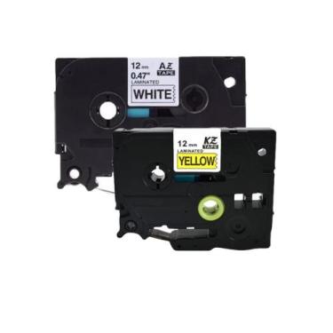 Imagem de Kit 2 Fita Compatível Brother Tze 631 231 Amarela e Branca Letra Preta