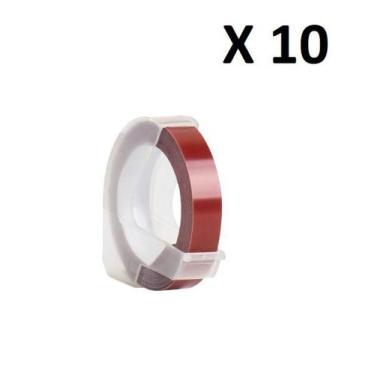 Imagem de Kit 10 Fitas Vinil Compatível Dymo Manual 3DMA25 Marrom 9mm - Genérica
