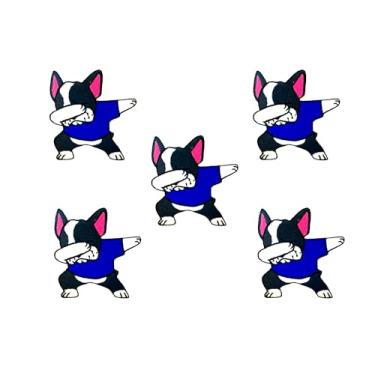 Imagem de Bru_289 Conjunto de 5 peças Mini Bulldog Francês Filhote de Cachorro Remendos Bonito Logotipo de Desenho Animado 3 Patches Costurar Ferro em Aplique Bordado Emblema Placa Remendo Roupas DIY Fantasia