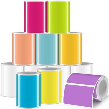 Imagem de Ctosree 12 rolos de etiquetas de impressora de papel térmico à prova d'água adesivos de etiquetas térmicas compatíveis com impressora Phomemo M110 M221 M220 M120 M200 M110s (cores arco-íris, 3,8 x 4,9