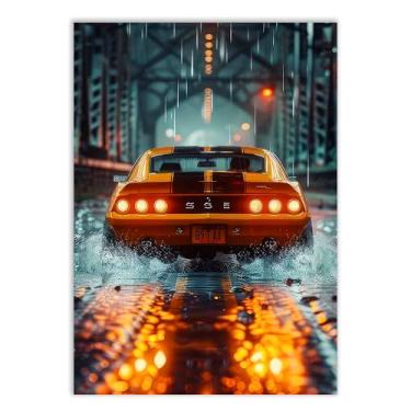 Imagem de Placa Decorativa Carro Esportivo Americano Retro Chuva Decoração Poster Quarto Sala