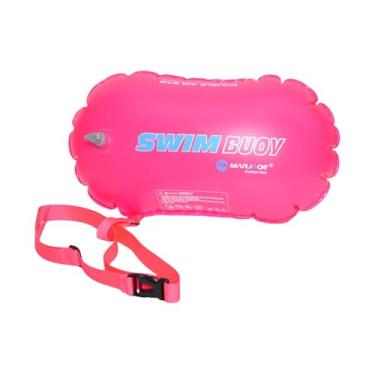 Imagem de simhoa Boia de natação para nadadores em águas abertas, boia inflável portátil com cinto ajustável, bolsa seca inflável para caiaques, Rosa Vermelha
