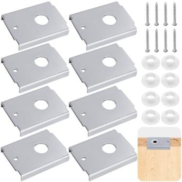Imagem de Nkiy Quen 8 peças N7192 suporte de reparo de porta bi-dobrável, kit de reparo de porta dupla de aço inoxidável adequado para 3,5 cm, kit de ferragens de porta bifold para portas de celeiro sanfonadas