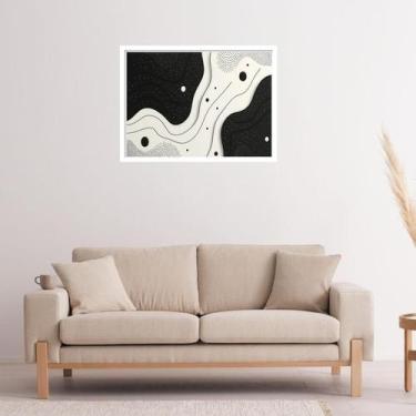 Imagem de Quadro Decorativo Preto Branco Ondulados Abstrato - 50x70cm - Quadros 