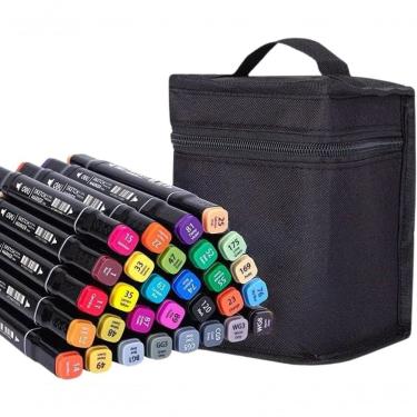 Imagem de Conjunto De Canetinhas Marcador Permanente Ponta Dupla 48 Cores