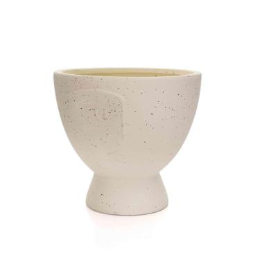 Imagem de Cachepot Decorativo Rosto Em Cerâmica Areia 17x18 Cm - D`rossi