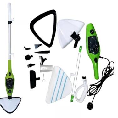 Imagem de Mop Elétrico a Vapor 10 em 1, Limpadora Multifuncional para Pisos, Carpetes, Vidros e Janelas, 220V, Verde/Branco