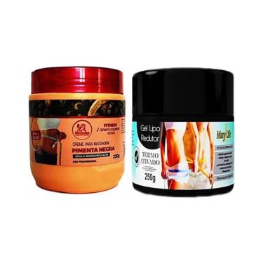 Imagem de Gel Lipo Redutor + Creme  P/ Celulite Estrias Pimenta Negra - Mentol-Unissex