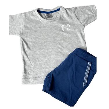 Imagem de Conjunto Curto Tigor T Tigre Blusa e Bermuda Cinza e Azul-Masculino