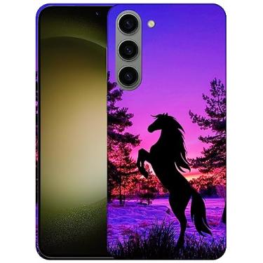 Imagem de SM CASES Capa para Samsung Galaxy S24 Plus 5G - Cavalo ao pôr do sol design impresso 3D capa traseira de plástico rígido compatível com Samsung Galaxy S24+