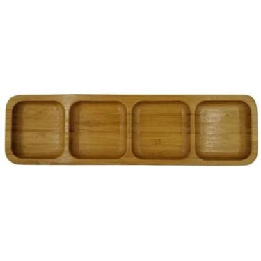 Imagem de Petisqueira Retangular 4 Espaços Bambu 33x10cm - Dolce Home