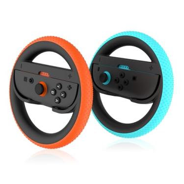 Imagem de JCMO Switch 2 Joycon Steering Wheel,Racing Wheels for Mario Kart Wolrd & 8 Deluxe,Realistic Racing Experience,Steering Wheel for Nintendo Switch 2 (2025) Accessories (Orange & Blue)