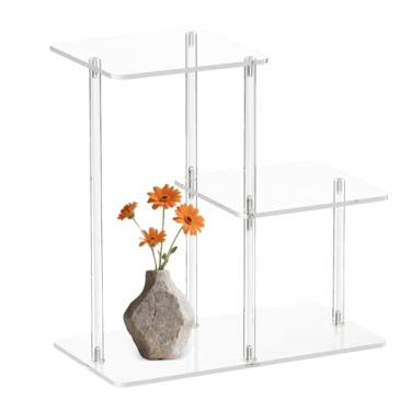 Imagem de Rrlihjgu Mesa De Acrílico Transparente | Mesa Lateral Transparente de 3 Níveis Criado Mudo - Móvel Para Sala Quarto Escritório Entrada