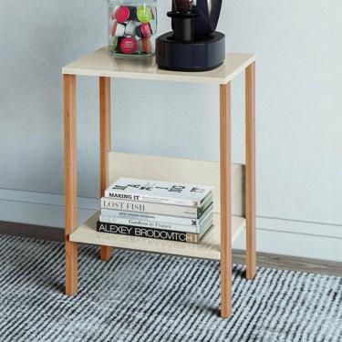 Imagem de Mesa de Canto Industrial 1 Prateleira 100% Mdf Off White/Freijó F14 - Pradel