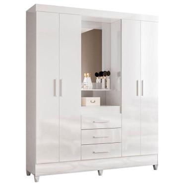 Imagem de Guarda Roupa Casal Capelinha Capri 4 Portas Branco Flex Com Espelho - Moval