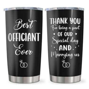 Imagem de Qatdey Copo de presente oficial de 590 ml, Best Wedding Officiant Ever Gifts from Bride Groom, presente de agradecimento/agradecimento para oficial no dia do casamento
