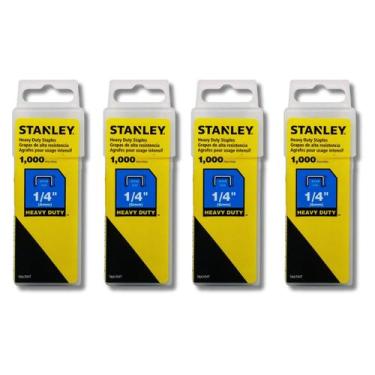 Imagem de Kit 4 Grampo Grampeador Stanley Heavy Duty 6mm 1/4 Pol. Tapeceiro Marc