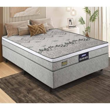 Imagem de Cama Box Conjugado Casal com Colchão (138x60x188) Stone Gazin CR35340 Natural Cinza