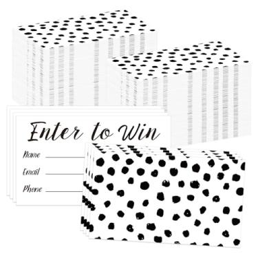 Imagem de Whaline 600 cartões de entrada para ganhar 9,5 x 5 cm, formulário de entrada de pontos brancos e pretos com nome, e-mail, telefone para concursos, leilões, prêmios, eventos, suprimentos
