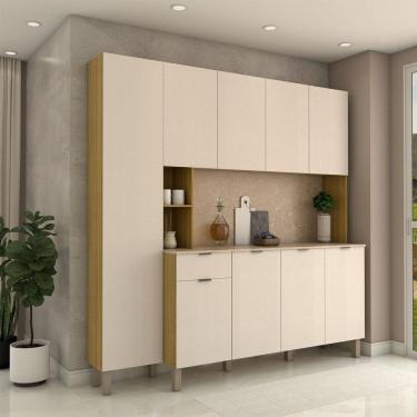 Imagem de Armário de Cozinha com Balcão Talim 9 Portas 1 Gaveta Freijó/Soft - Panorama Móveis