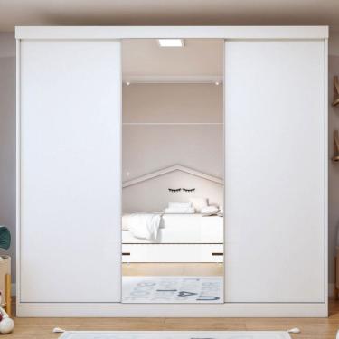Imagem de Guarda-Roupa Infantil Elô 3 Portas 4 Gavetas com Espelho Branco - Minastex
