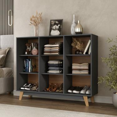 Imagem de Estante para Quarto Livreiro Velora Espresso Móveis Grafite/Nogal