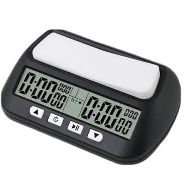 Imagem de Relógio Digital para Xadrez Profissional em Aço Inox, Mesa, 14 cm, Preto, Multifuncional, Temporizador de Tabuleiro Portátil