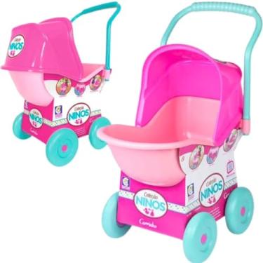 Imagem de Carrinho de Boneca Ninos com Capota Regulável Diversão Segurança e Estilo para as Pequenas