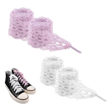 Imagem de Cadarços planos para tênis, botas, cadarços de fita de cetim para meninas, botas femininas, cadarços planos para tênis feminino, Renda preta e branca, Small