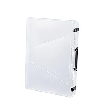 Imagem de oshhni Estojo de arquivo portátil, de armazenamento de papel de scrapbook de plástico com alça, protetor de papel de revistas de, Estojo de, A4 Grosso Preto