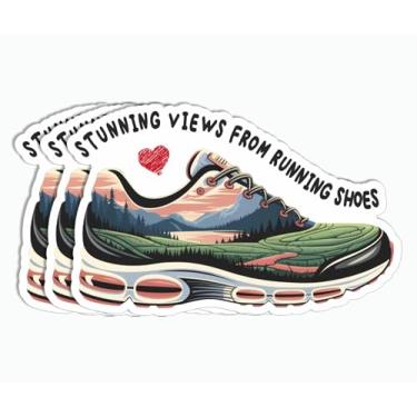 Imagem de Adesivo de 3 peças vistas deslumbrantes de tênis de corrida - Trail Running - Adesivo para garrafa de água - Caneca - Bagagem - Tablet - Caderno